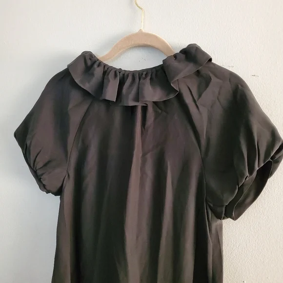 Cynthia Steffe Black Silk XS Tie Front Ruffle Top - Picture 3 of 3